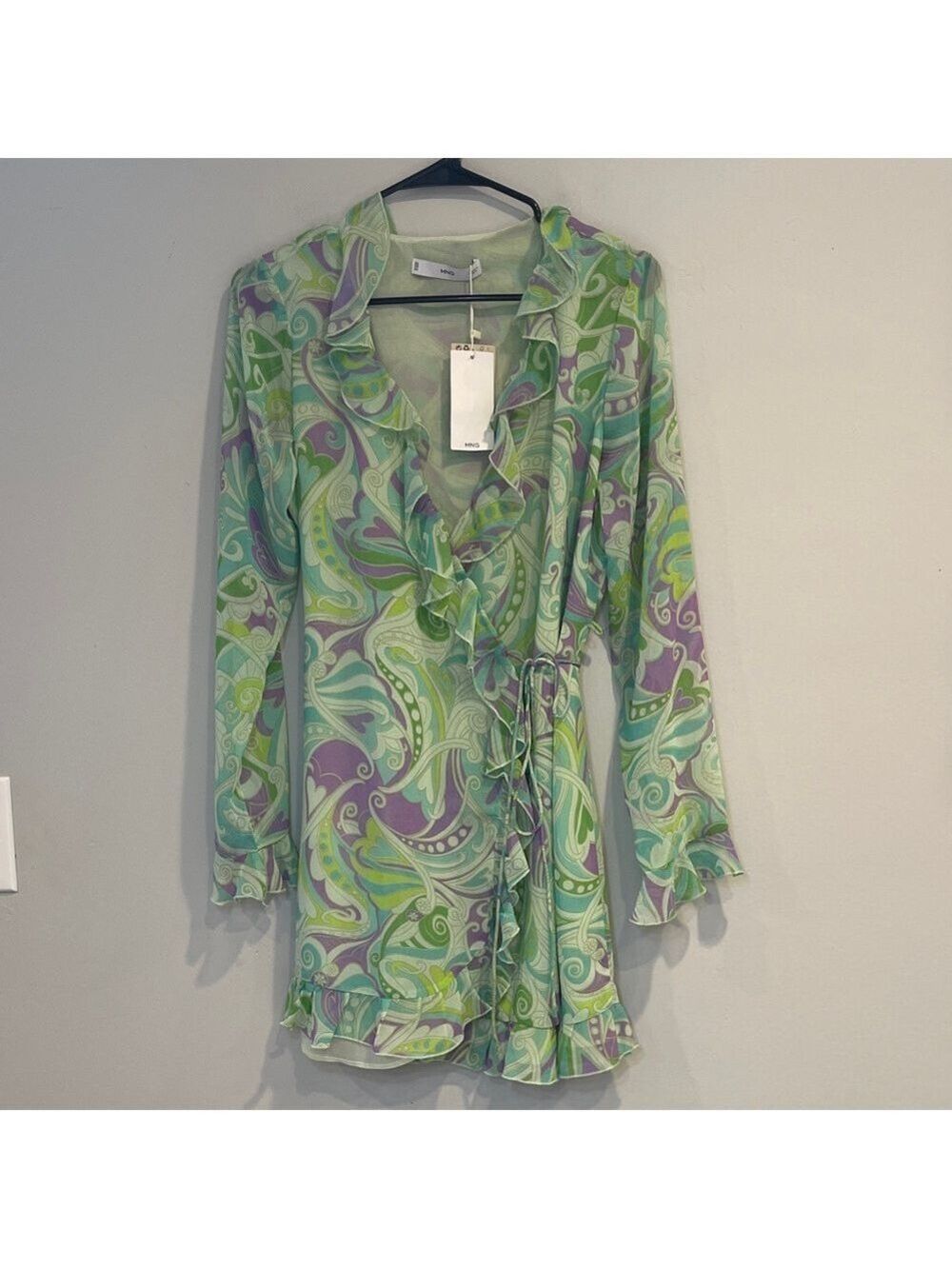 NWT Mango Ruffled Print Dress Size XL - Picture 7 of 8